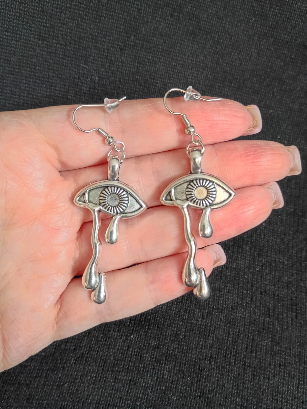 Silver Eye Drop Dangle Earrings - Fashion Jewelry